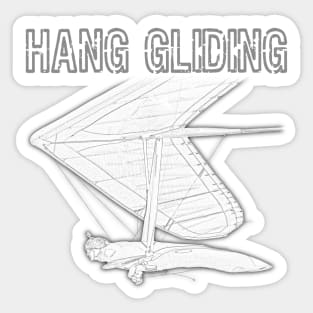 Hang Gliding Pencil Illustration Sticker